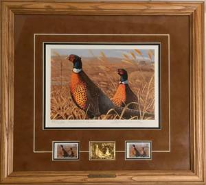 lot 117 image: 2003 Minnesota Pheasant Habitat Print & Stamps by STEPHEN P. HAMRICK
