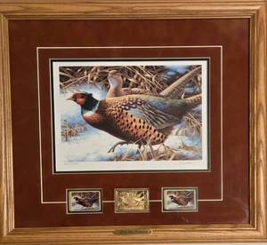 lot 118 image: 2004 Minnesota Pheasant Habitat Print & Stamps by JOHN HOUSE