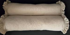 lot 161 image: Pair of Custom Linen Bolster Accents Pillows 