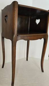 lot 164 image: Vintage French Wooden Bedside Table wHeart Cut Out Details 