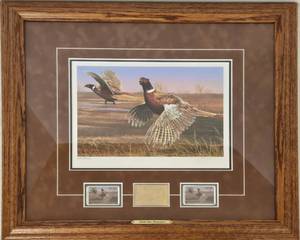 lot 165 image: 2006 Minnesota Pheasant Habitat Print & Stamps by SCOT STORM