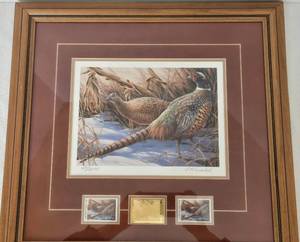 lot 167 image: 1990 Minnesota Pheasant Habitat Print & Stamps by THERESA MARSCHEL