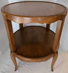 lot 203 image: Vintage Walnut Circular Two Tier Side Table