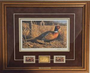 lot 209 image: 1994 Minnesota Pheasant Habitat Print & Stamps by Jim Hautman 