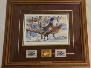 lot 210 image: 1993 Minnesota Pheasant Habitat Print & Stamps by BRUCE MILLER
