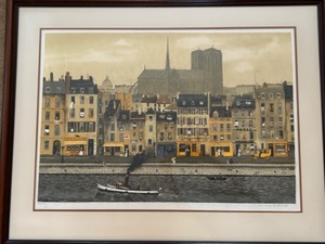 lot 139 image: MICHEL DELACROIX Limited Edition Signed and Numbered 6100 Print named Board De La Seine Beautifully Framed
