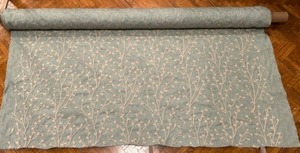 lot 149 image: Richloom Topiary Embroidered Drapery Fabric in Mist Linen with Jute Embroidery