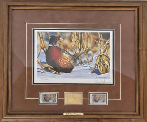 lot 220 image: 1998 Minnesota Pheasant Habitat Print & Stamps by KB NELSON