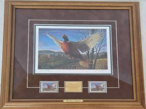 lot 221 image: 1999 Minnesota Pheasant Habitat Print & Stamps by KIM NORLIEN