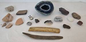 lot 223 image: Group of Natural Artifacts from Israel - Bone, Rocks, & Metals 