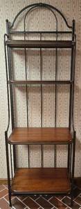 lot 224 image: CHARLESTON FORGE Iron & Cherry Wood 3 Tier Bakers Rack