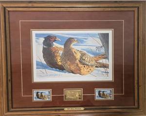 lot 238 image: 1987 Minnesota Pheasant Habitat Print & Stamps by BRIAN JARVI