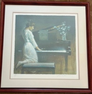lot 119 image: Beautifully Framed ROBERT A. OLSON Signed & Numbered Piano Moods Lithograph Print 133750