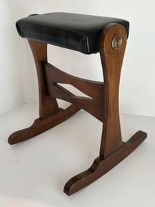 lot 242 image: ERICKSON INTERIORS Quality Footstool - Leather Top, Solid Hardwood Bottom