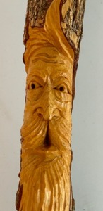 lot 247 image: Vintage OLD MAN WEST Carved Face Branch Walking Stick