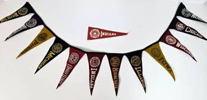 lot 232 image: String of Vintage University Pennants