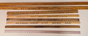 lot 271 image: Vintage Advertising Yardsticks - Qty 8