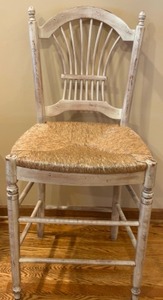 lot 309 image: French Provincial Wheatback Counter Stool Rush Seat European Frame