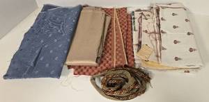 lot 285 image: Upholstery Fabric Small Yardage Napoleonic Bee, Sateen, Leaf Jacquard & More