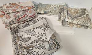 lot 330 image: Pottery Barn Sheet Fabric & Small Custom Fabric Pieces 