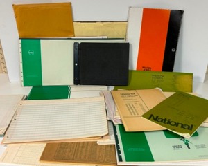 lot 352 image: Antique Vintage Large Lot of COLUMNAR PADS & Refill PAPER With One Folder