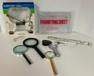 lot 354 image: Large Lot of MAGNIFYING ITEMS Including Hand Held, Prisms & Lighted Magnifiers - Qty 10