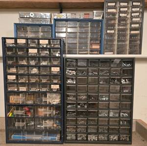 lot 349 image: Garage Organizers Filled wSmall Parts & Hardware - Qty 5