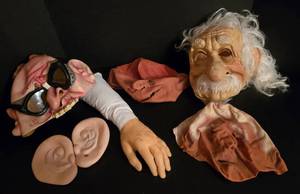 lot 383 image: Vintage Silicon Halloween MASKS Including Einstein, Old Man, Ugly Man, Ears & Body Parts