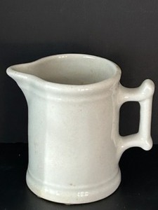 lot 183 image: Antique Heavy White STERLING IRONSTONE Milk Pitcher Cottage Farmhouse Vase