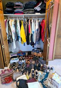 lot 386 image: Huge Lot of Womens & Mens Clothing, Shoes, Purses - Quality Brand Names