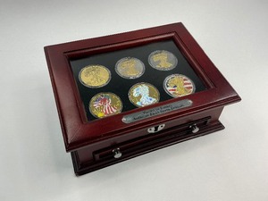 6pc Vision of Liberty American Silver Eagle Collection in Cherrywood Box