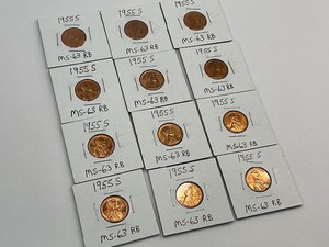 12pc 1955-S Mint State Red Brown