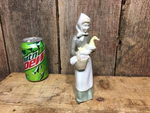 lot 132 image: Vintage E. Germany Crown over S Porcelain Woman with Goose