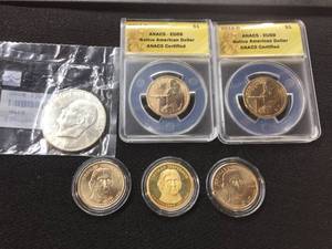 lot 162 image: Eisenhower - Native American - President Dollar Coins