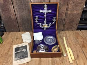 lot 210 image: Antique 1890s Sick Call Outfit Set with Portable Case