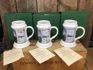 lot 213 image: 3 Vintage Olympia Collectors Series Steins - with Boxes