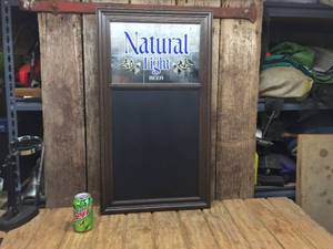 lot 215 image: Natural Light Beer - Mirrored Message Board Sign