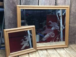 lot 229 image: Vintage Mallards Frosted Mirrors