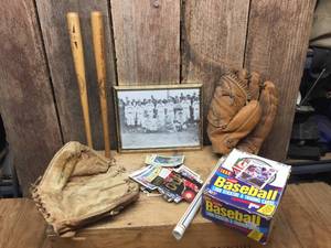 lot 230 image: Vintage Baseball Gloves - Cards - Souvenir Bats - Stan Musial