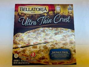 C. 3x18.20oz(1 box) Bellatoria Ultra Thin Crust Sausage Italia Pizza