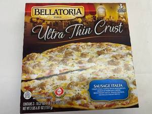 C. 3x18.20oz(1 box) Bellatoria Ultra Thin Crust Sausage Italia Pizza