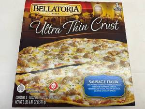 C. 3x18.20oz(1 box) Bellatoria Ultra Thin Crust Sausage Italia Pizza