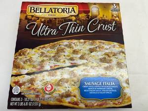 C. 3x18.20oz(1 box) Bellatoria Ultra Thin Crust Sausage Italia Pizza