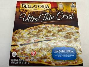 C. 3x18.20oz(1 box) Bellatoria Ultra Thin Crust Sausage Italia Pizza
