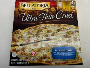 C. 3x18.20oz(1 box) Bellatoria Ultra Thin Crust Sausage Italia Pizza