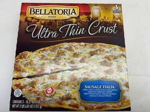 C. 3x18.20oz(1 box) Bellatoria Ultra Thin Crust Sausage Italia Pizza
