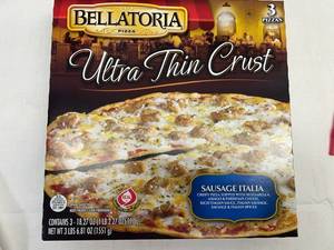 C. 3x18.20oz(1 box) Bellatoria Ultra Thin Crust Sausage Italia Pizza