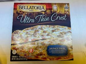 C. 3x18.20oz(1 box) Bellatoria Ultra Thin Crust Sausage Italia Pizza