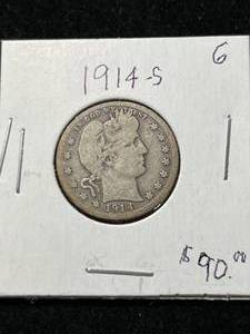 lot 30 image: 1914-S US BARBER QUARTER