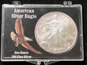 lot 34 image: 2003 AMERICAN SILVER EAGLE 1 TROY OZ .999 FINE SILVER IN CASE
